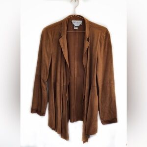 Woman’s Unlined Tan Suede Jacket, Flare, Boho, 12